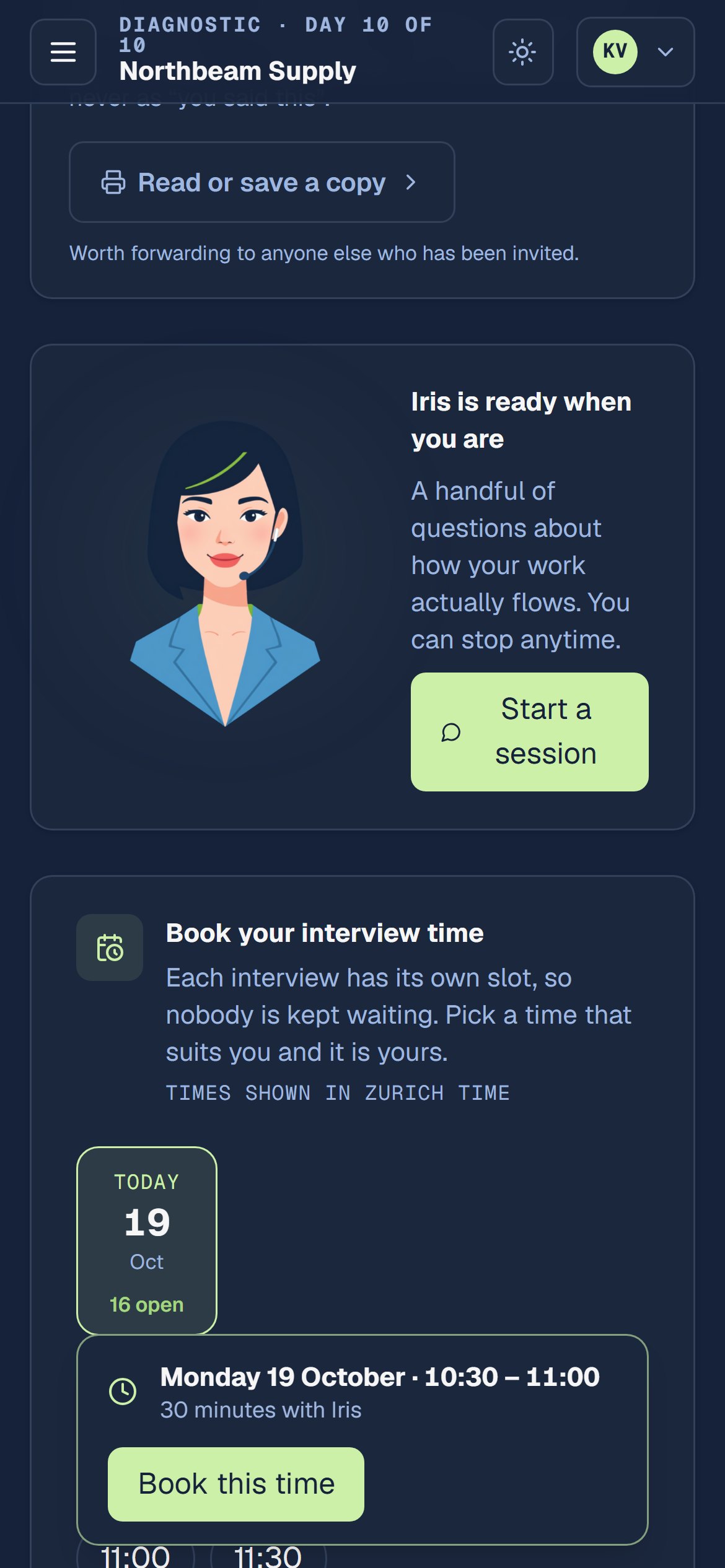 Booking a time on a phone